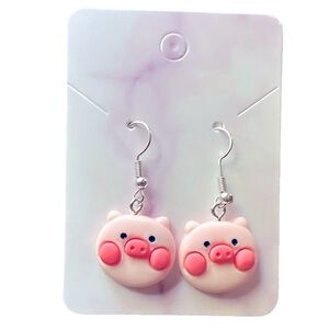 Pink Pig Drop Earrings
